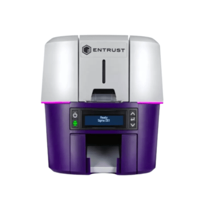 Entrust sigma ds2 card printer featuring direct-to-card printing system for high-quality id cards.