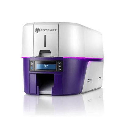 Entrust sigma ds2 card printer capable of single or dual-sided printing for versatile id card production