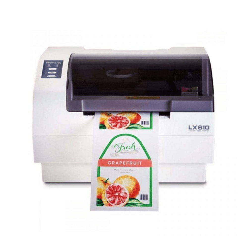 Primera LX610 high-resolution label printer featuring die-cutting capabilities.