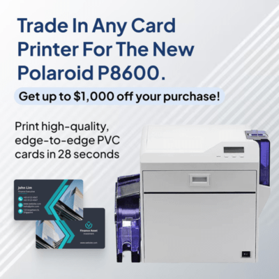 Side angle of polaroid p8600 retransfer printer showcasing its compact industrial design.