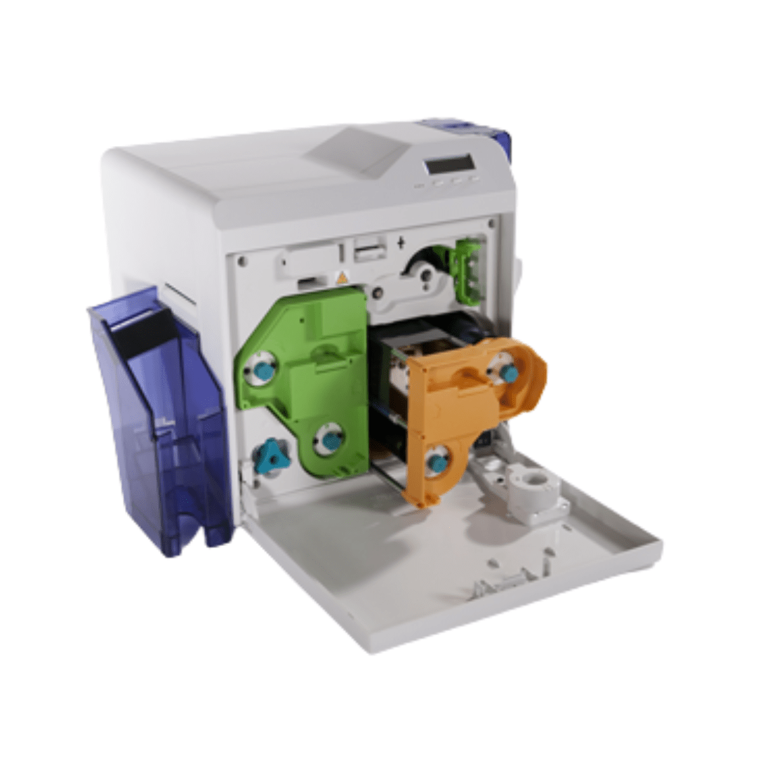 Interior of Polaroid P8600 showing ribbon and card loading compartments.