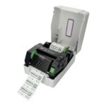 Rear view of polaroid p422t barcode label printer displaying connectivity ports