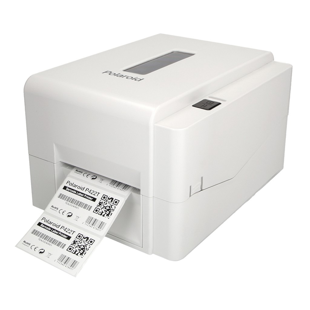 Polaroid P422T Barcode Label Printer actively printing high-quality labels.
