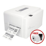 Front view of polaroid p422t barcode label printer showcasing compact design and user-friendly interface