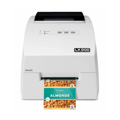 Primera lx500c color label printer with dye-based inks for vibrant full-color labels.