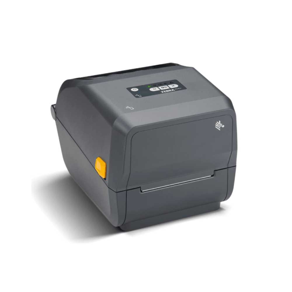 Zebra ZD421T desktop thermal transfer label printer with compact design.