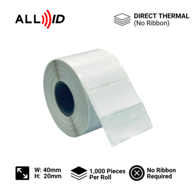 Direct thermal barcode label, 40x20mm – compatible with most thermal barcode label printers