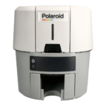 Front view of the polaroid p200 pvc card printer showing its compact single-sided design