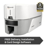 Polaroid p200 pvc card printer front view showcasing its compact design for efficient card printing