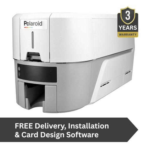 Polaroid P200 PVC Card Printer front view showcasing its compact design for efficient card printing