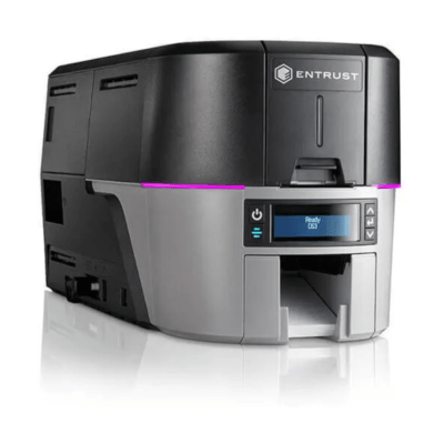 Entrust sigma ds3 card printer featuring direct-to-card printing technology for vibrant single or dual-sided id cards.