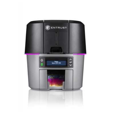 Entrust sigma ds3 card printer with tactile impression module for enhanced card security features.