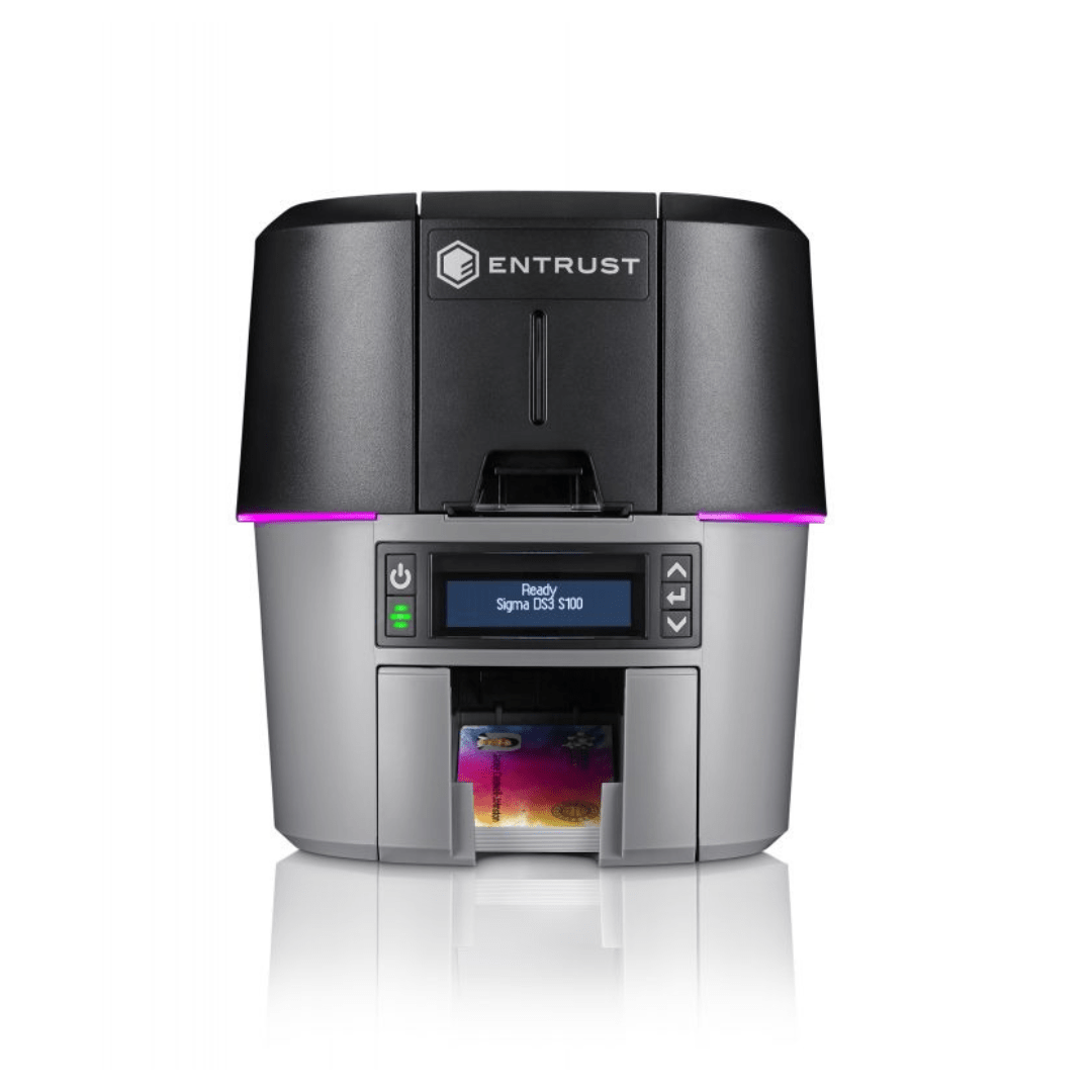 Entrust Sigma DS3 Card Printer with Tactile Impression Module for enhanced card security features.
