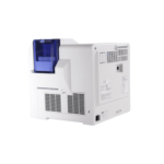 Polaroid p7500s retransfer card printer in an office setting, printing employee id cards.