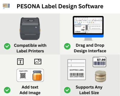 Pesona label software custom size editor interface