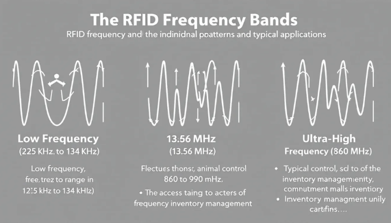 Diagram showing rfid frequency bands and their applications