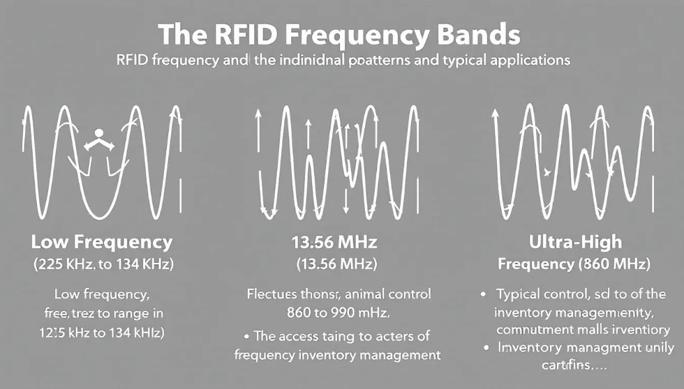 Diagram showing rfid frequency bands and their applications