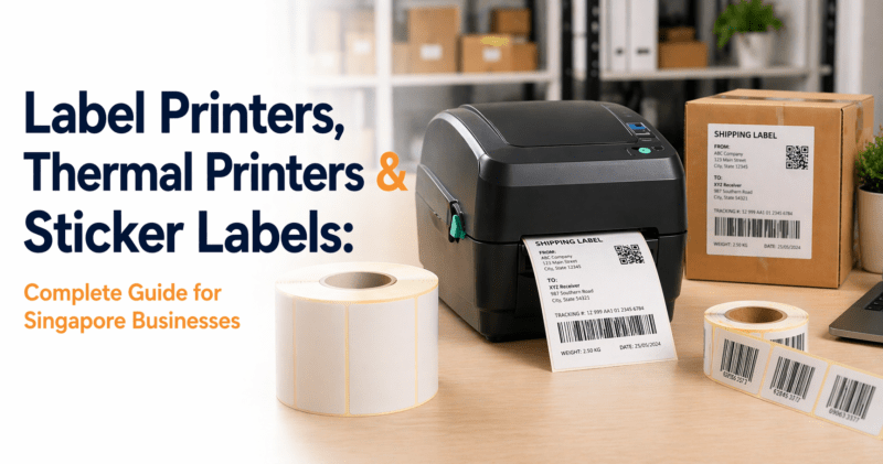 A thermal label printer in action