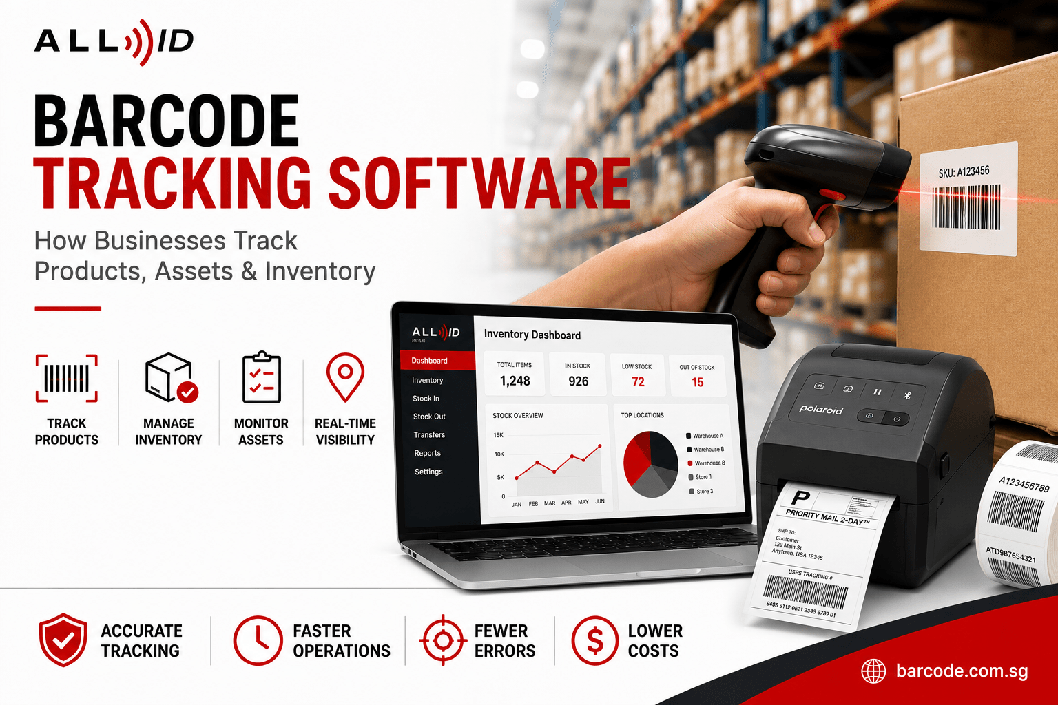 Barcode tracking software helping businesses manage products, assets, and inventory with real-time visibility and automated stock tracking.